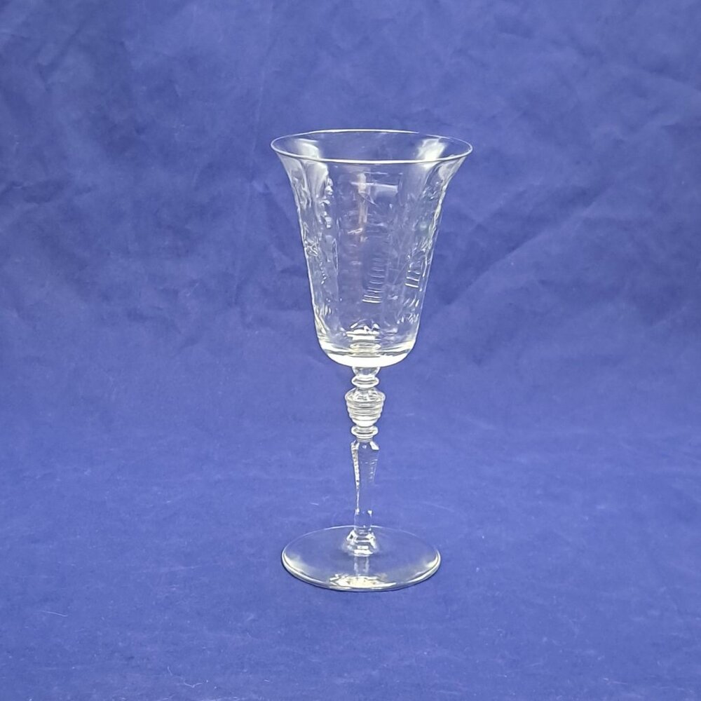 Rock Sharpe Rembrandt Water Goblet Etched Crystal Glassware Collectible